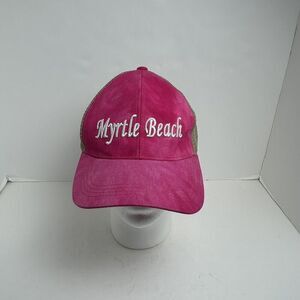 Myrtle Beach Pink Tye Dye Tan SnapBack Hat Lucky 7 USA Women’s